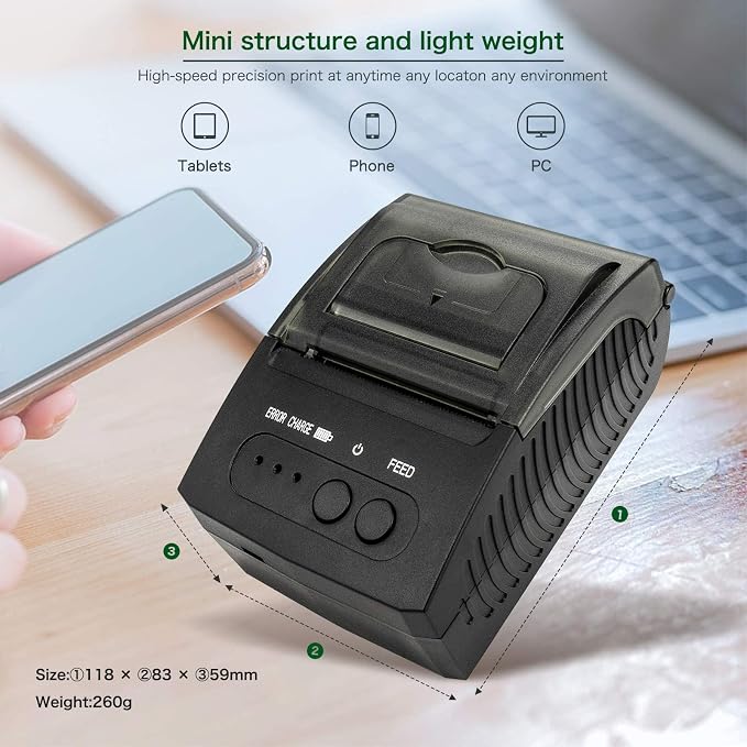 NETUM Bluetooth Receipt Printer, Portable 58mm Mini Thermal Pos Printer - Image 3