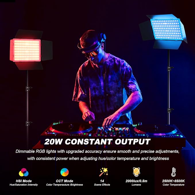 2Pack RGB LED Video Light Kit 12.6in - Image 2