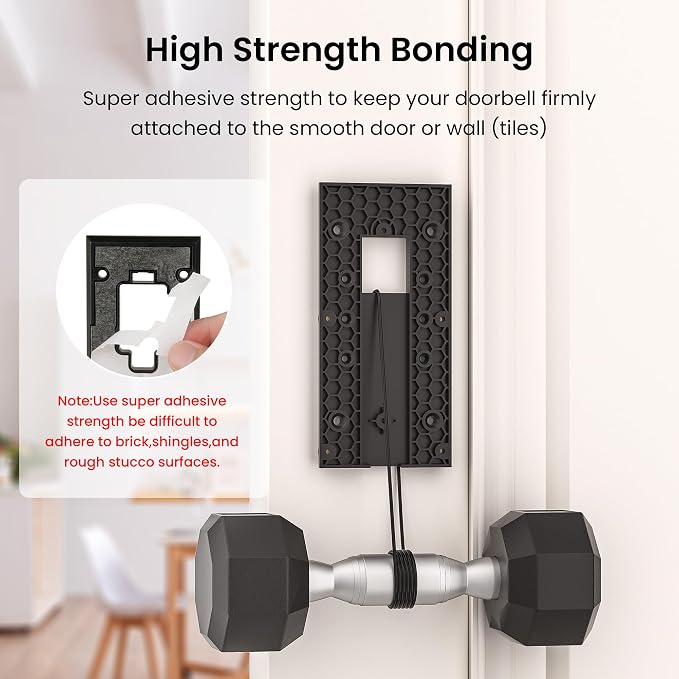 No-Drill Adhesive Doorbell Mount Compatible - Image 3