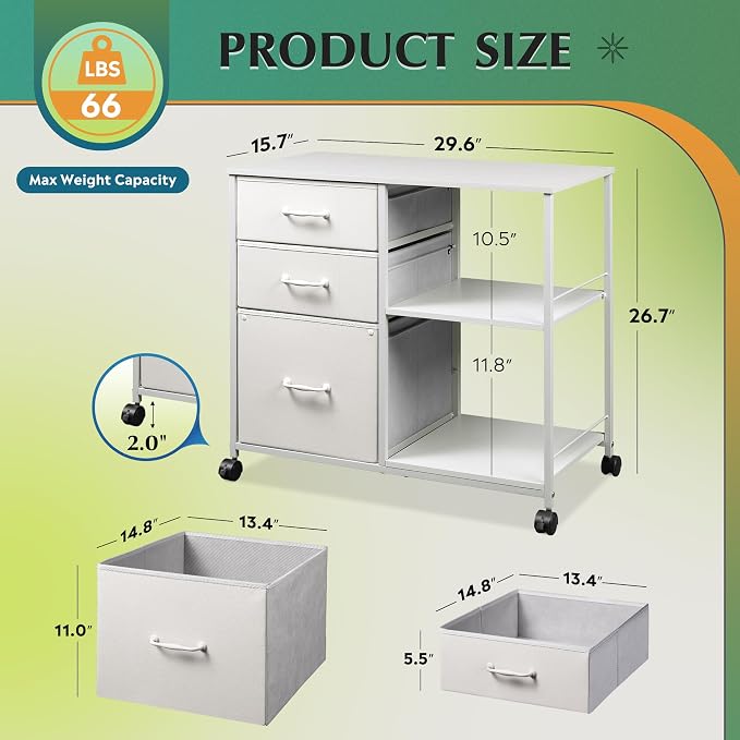 DEVAISE 3 Drawer File Cabinet - Image 3