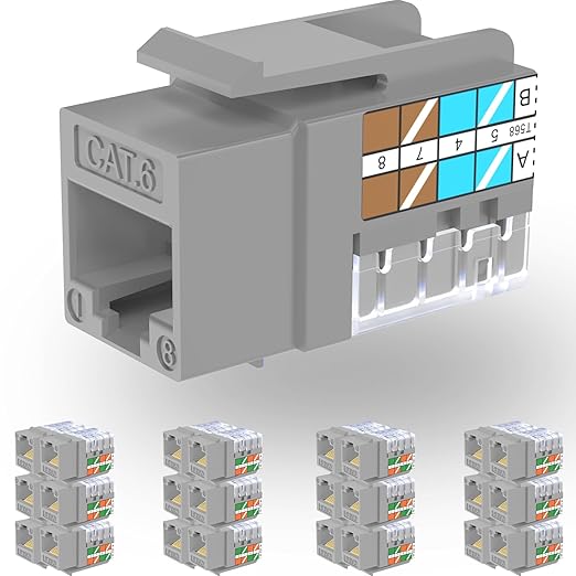 Rapink RJ45 Keystone Jack Cat6 10G Support, Keystone Jacks UTP 25 Pack by Rapink
