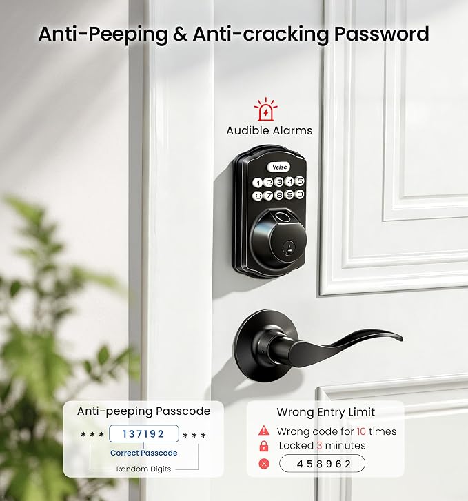 Veise KS02A Fingerprint Keyless Entry Door Lock, Auto Lock, Electronic Keypad - Image 10