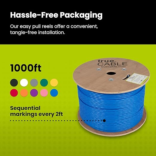 TRUE CABLE Cat6A Riser, Bulk Ethernet Cable, 23AWG Solid Bare Copper, - Image 5