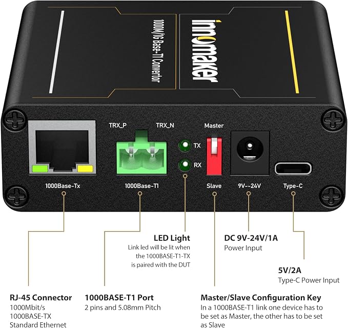 1000BASE Ethernet Media Converter, 2-Wire Ethernet 1000BASE-T1 to 1000BASE-TX - Image 3