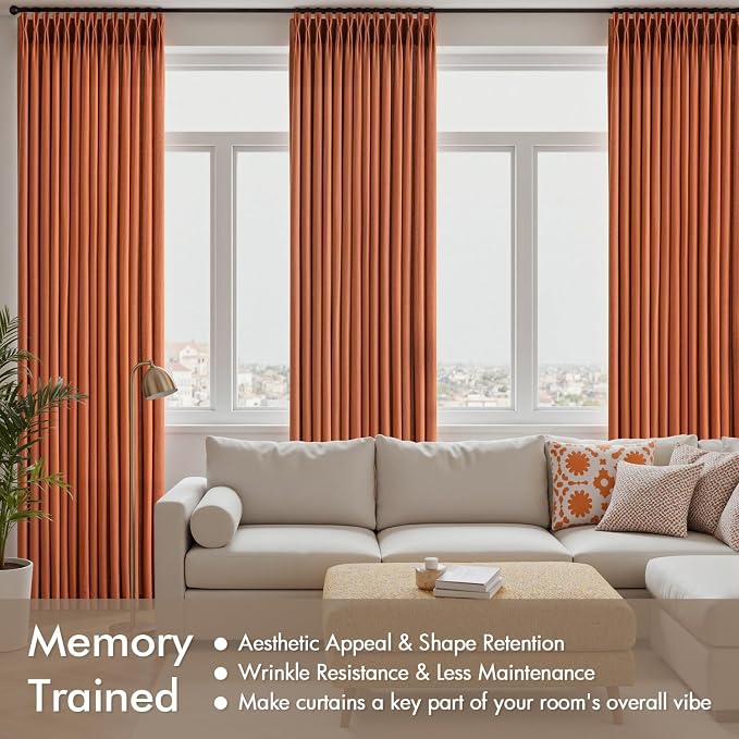Memory Trained Pinch Pleated Curtains 90 Inches Long, Viral Linen Pinch Pleat - Image 4