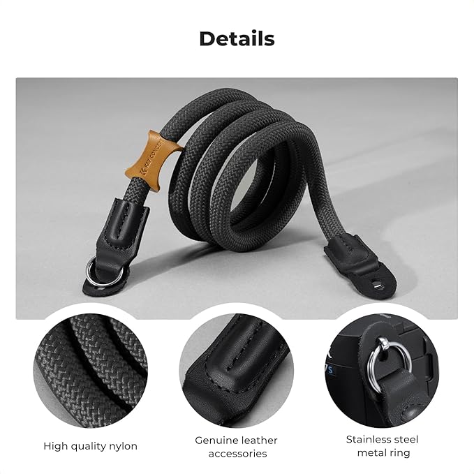 K&F CONCEPT Camera Neck Strap, 100cm Nylon Rope Camera Shoulder Strap - Image 5