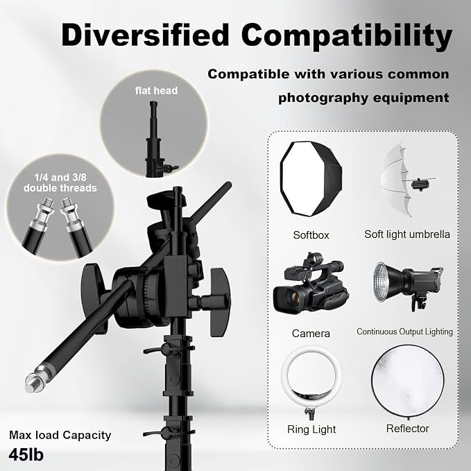 C Stand with Boom Arm, Photography Light Stand Kit - Image 4