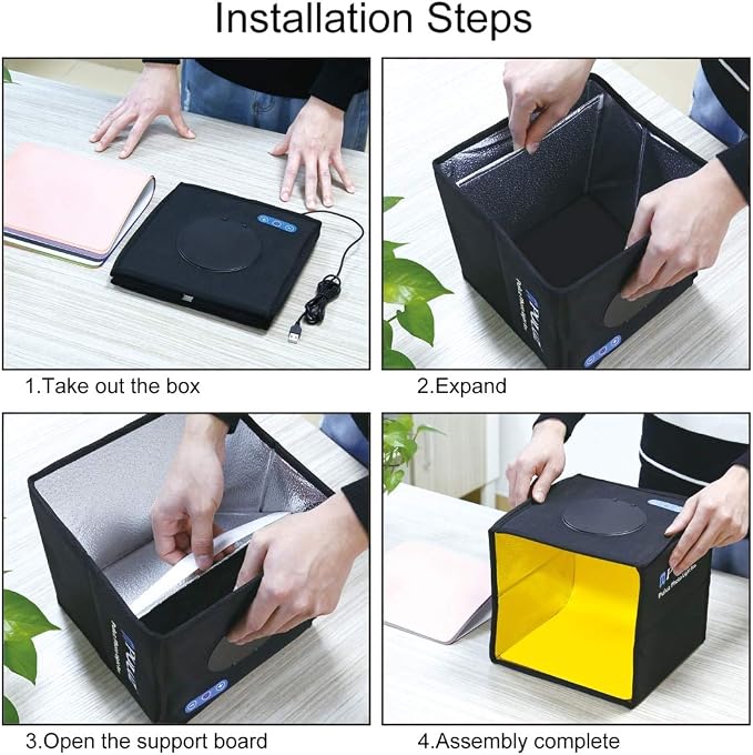 Foldable Photo Box Portable Studio Kit 12 Background Colors LED Dimmable - Image 7