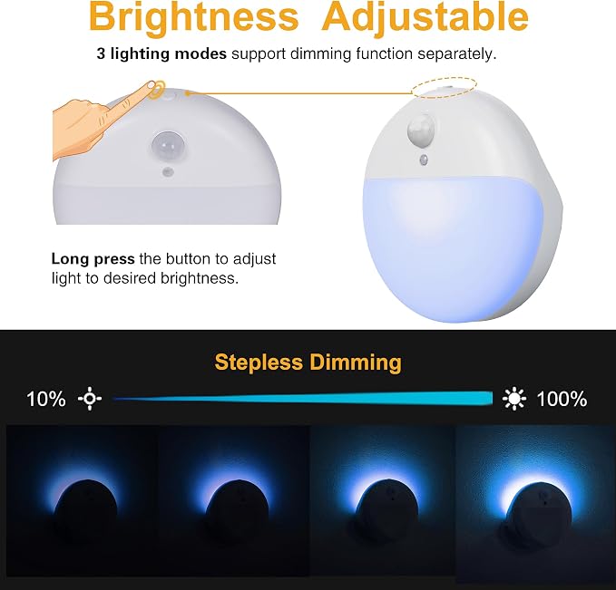 YUNLEX 2 Pack Azure Battery Night Light, Motion Activated Night Light, 2.6" - Image 6