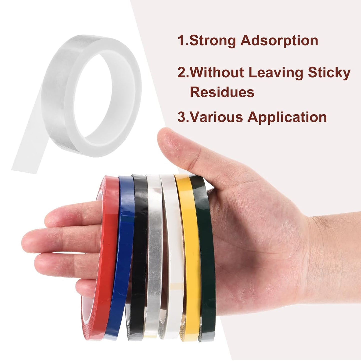 MECCANIXITY 6 Rolls Whiteboard Tape Graphic Chart Tape 25mm 54.7 Yard Art Tape Thin Self-Adhesive Pinstripe Tape Masking Tape for Gift Wrapping Craft Supplies, Clear