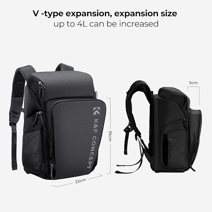 K&F CONCEPT Professional Camera Backpack, Large Photography Backpack Expandable - Image 6