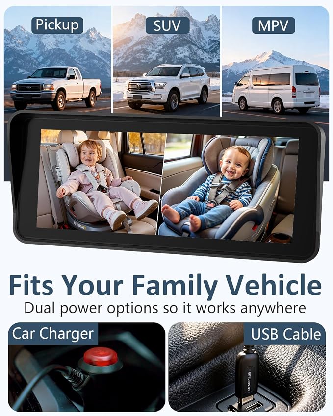 2-Kids Baby Car Camera for Seat: 6.9 Inch Ultrawide Display - Image 8