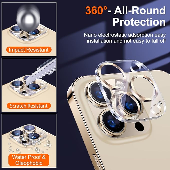 UniqueMe Compatible with iPhone 12 Pro Max 6.7" Camera Lens Protector Tempered - Image 4