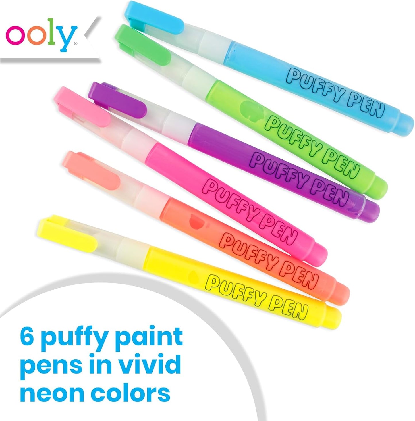 Ooly Puffy Paint Neon Gel Pens 2 Pack (12 Pens), 3D Foam Texture Painting Magic Puffy Pen, Creative and Fun Pens for Kids Arts and Crafts Drawing Supplies