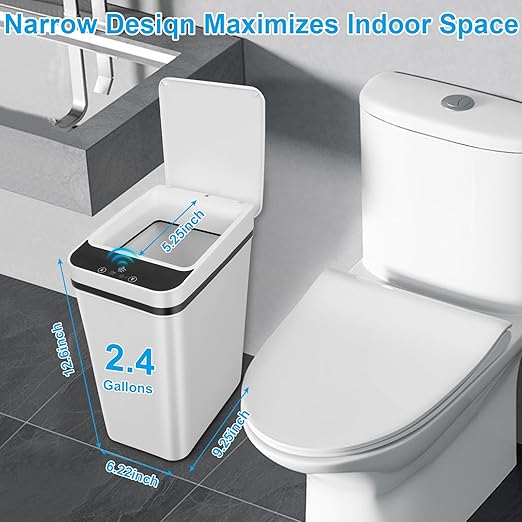 2 Pack Bathroom Trash can, Smart Touchless Trash Can, Automatic Motion Sensor - Image 2