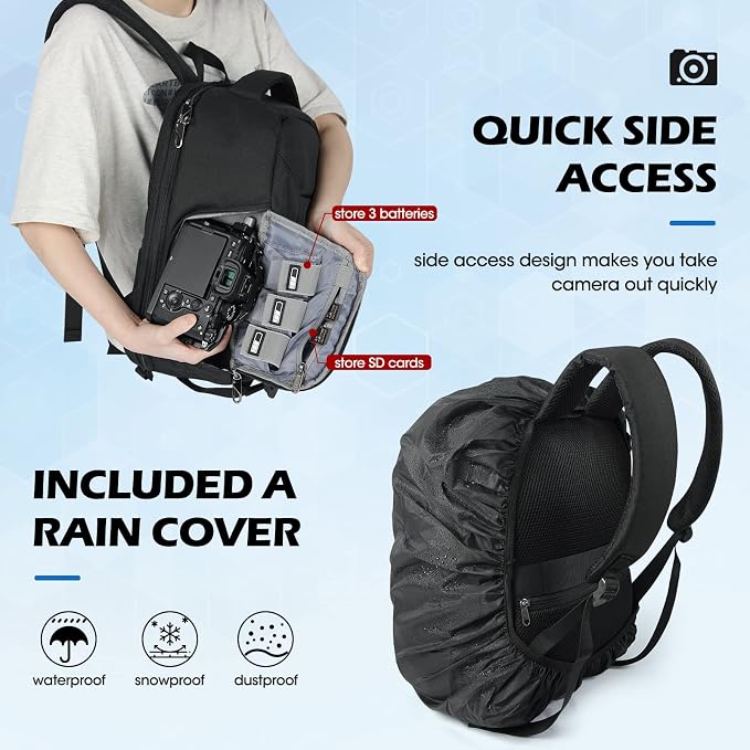 RAINSMORE Camera Backpack for DSLR SLR Mirrorless Cameras - Image 5