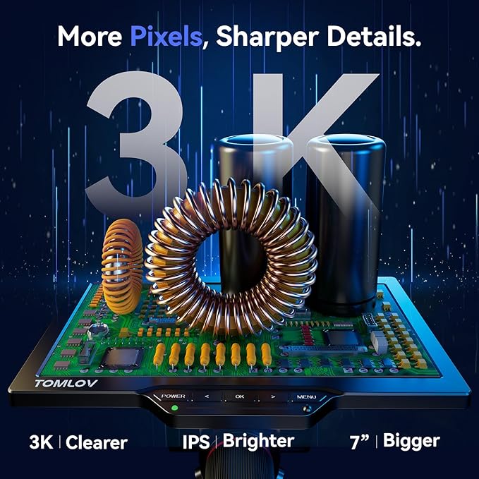 TOMLOV 3D Digital Microscope for Soldering: Magnetic Dual Lens Micro Scope - Image 6