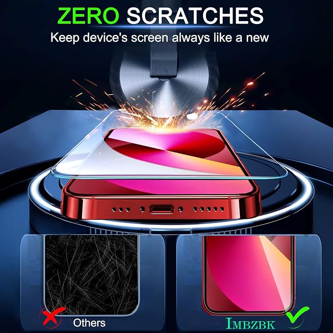 IMBZBK 3 Pack Screen Protector for iPhone 13 Tempered Glass - Image 4