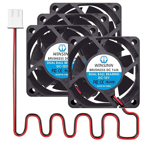 WINSINN DC 60mm Fan 12V 6025 Dual Ball Bearing Brushless Cooling 60x25mm 2PIN by WINSINN
