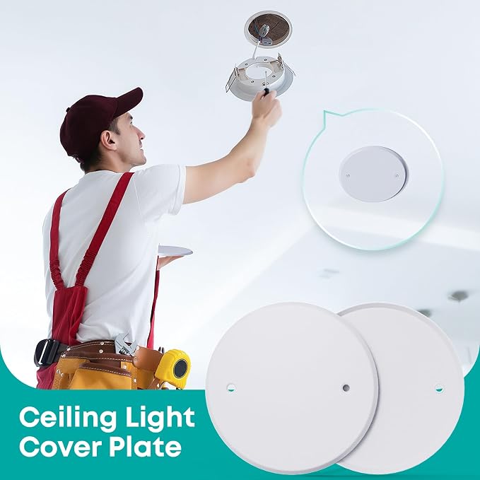6 Pcs Smoke Detecte Cover Plate, 5 Inch Metal Round Blank Ceiling Cover Plate - Image 4