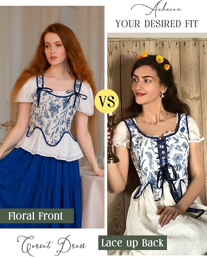 SCARLET DARKNESS Bustier Tops for Women Renaissance Floral Lace Up Bodyshaper - Image 3