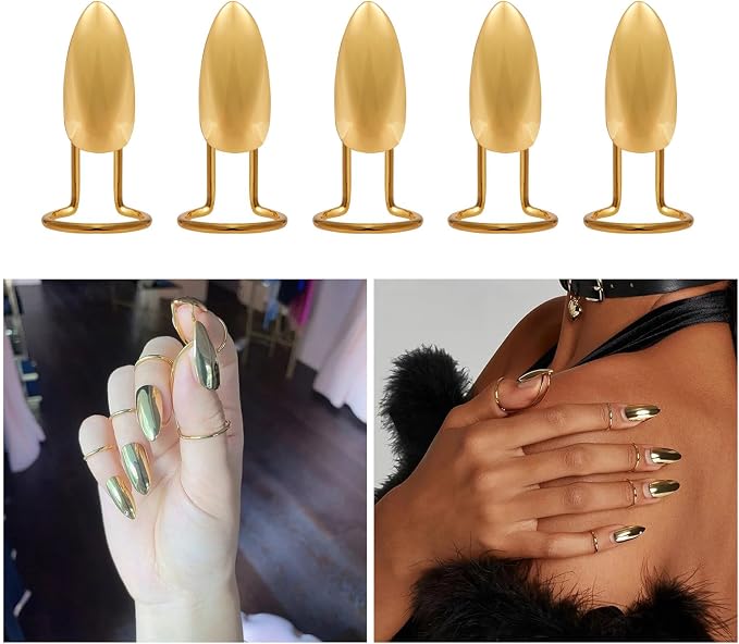 Versatile Wearable Nails Art Rings Set 5Pcs Fashionable and Easy to Jewelry - Image 2