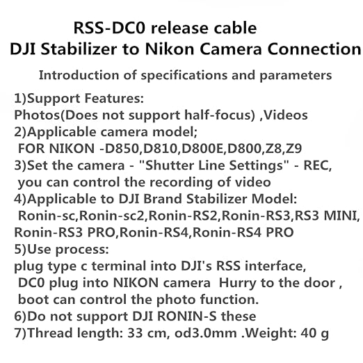 DJI NK Cable z8 z9 d800 d810 d800e d5 Camera Shutter Release Cable stabilizer - Image 8