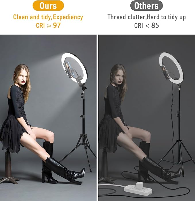 12 inch Ring Light with Stand 2800mAh Rechargeable, LED Circle Selfie Cordless - Image 4