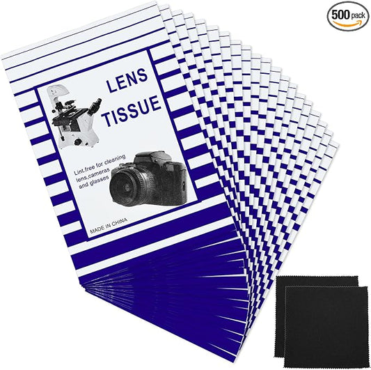 500 Pieces Lens Cleaning Paper Tissue and 2 Double Sided Cleaning Cloth-Lens by Outus