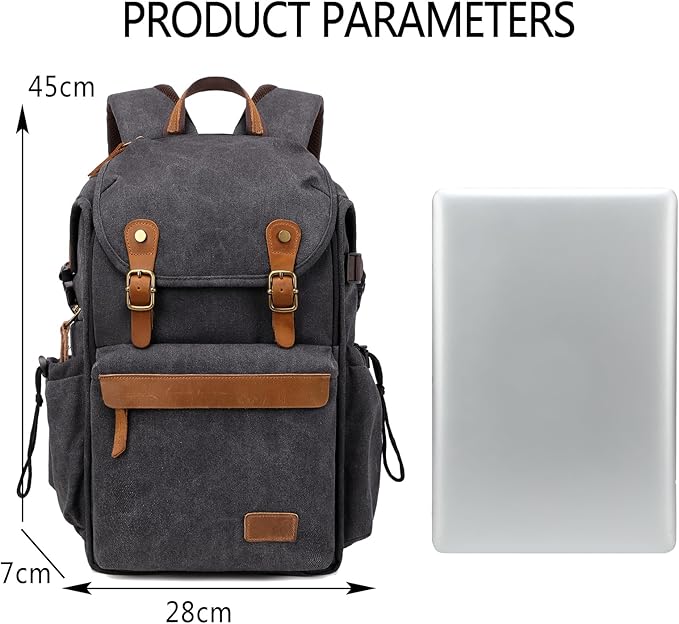 Vintage Canvas Camera Backpack for DSLR/Mirrorless & Drone, Waterproof - Image 6
