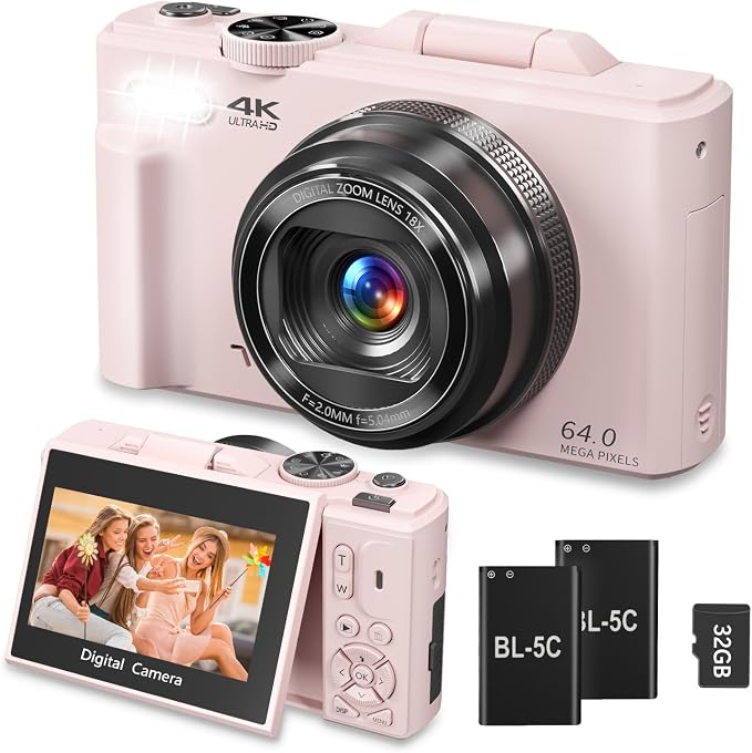 4K Digital Camera for Photography, 64MP Vlogging Camera for YouTube, WiFi Vlog by Gavonde