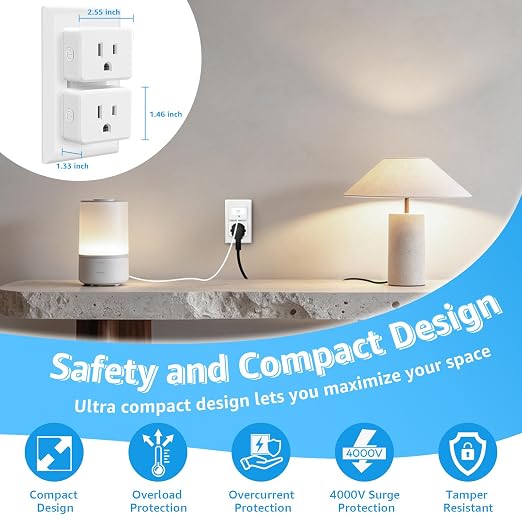 WiFi Plug with Switch, Compatible with Alexa and Google Home via Tuya, Compact - Image 7