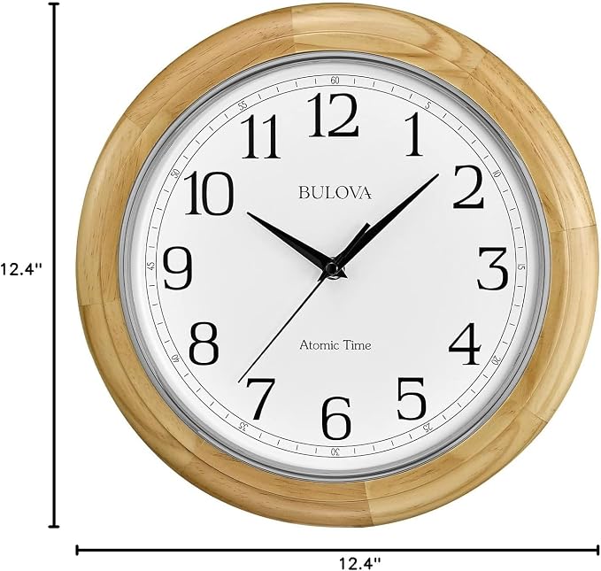 Bulova C5005 Wooden Atomic Analog Wall Clock | Automatically Sets Time | Large - Image 9