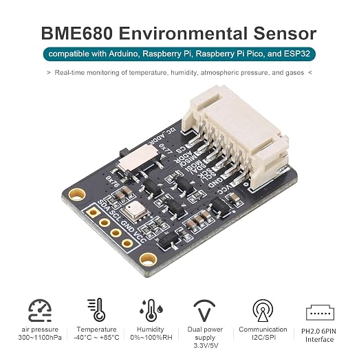 BME680 Environmental Sensor | 4-in-1 Temp Humidity Pressure Gas Detector - Image 2