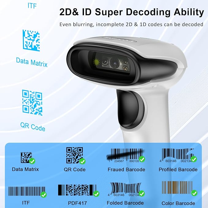 Symcode Bluetooth 2D Barcode Scanner 3-in-1 Wireless & USB Wired & Bluetooth - Image 6