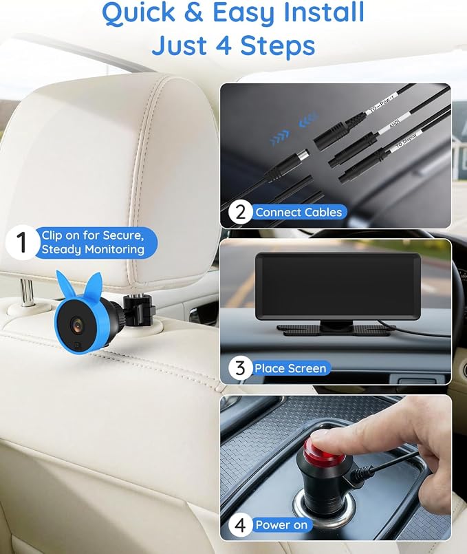 Luckview BM5PRO Dual Camera Baby Car Monitor, 7.2 Inch 1080P Split Screen - Image 8