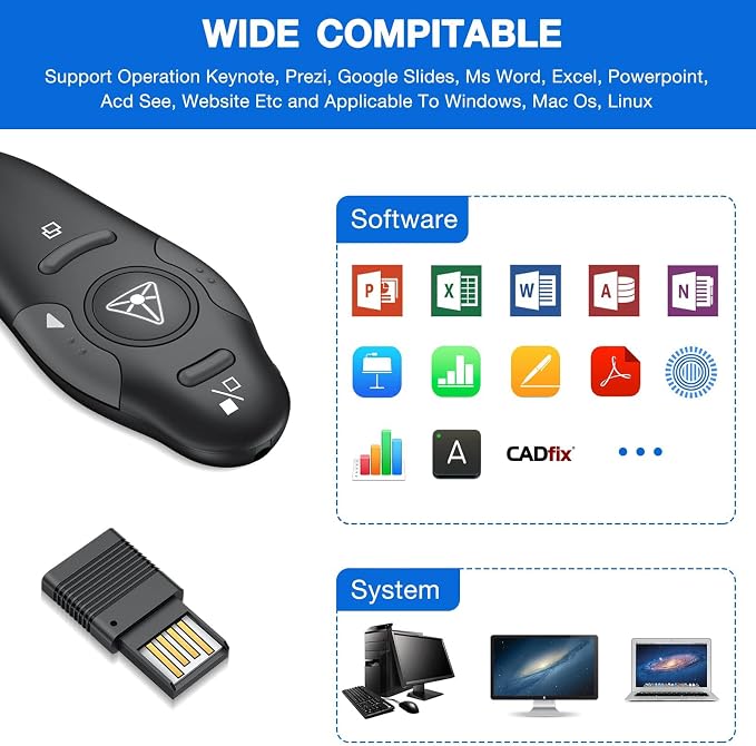 Presentation Clicker Wireless Presenter Remote USB Control Powerpoint PPT - Image 5
