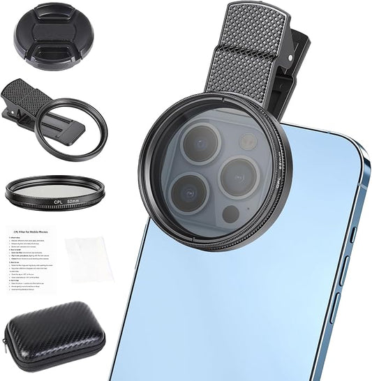 52mm Circular Polarizer Filter for iPhone and Android, CPL Lens Filter by SeetheUnseen