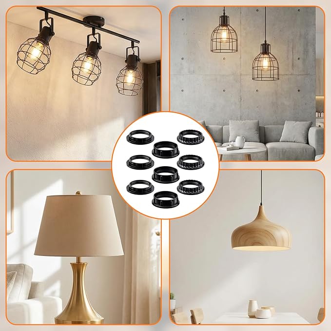 9 PCS E26/E27 Lamp Shade Rings - Image 7