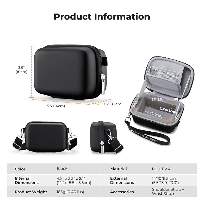 K&F CONCEPT Carrying Case for Digital Camera, Hard Shell Protective Travel Case - Image 8