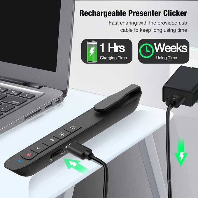 Green Light Clicker for Teachers–USB-C Rechargeable Presentation Clicker - Image 4