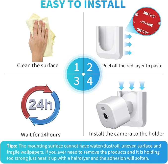 Blink Mini 2 Camera Adhesive Wall Mount Bracket, Strong Adhesive Durable Camera - Image 5