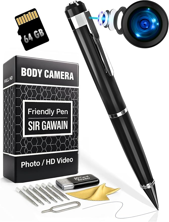 SIRGAWAIN Premium Body Camera Pen — Full HD 1080p Video & Photos, 70-Min Battery by SIRGAWAIN
