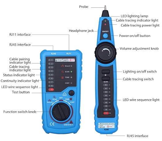 Network Cable Tester, Cat5 Cat6 Ethernet LAN Network Wire Tracer - Image 9