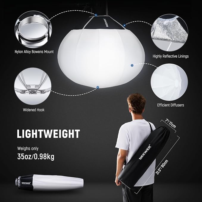 NEEWER 26"/65cm Lantern Softbox, Quick Release 360° Light Diffuser Bowens Mount - Image 6