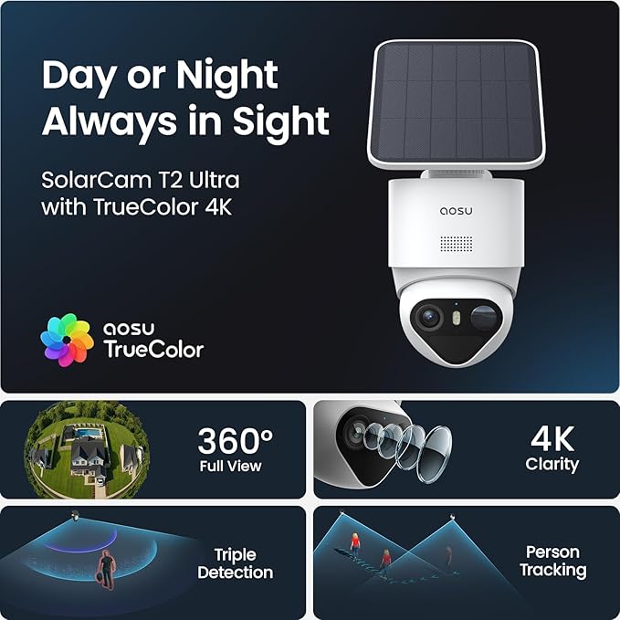 aosu T2 Ultra 4K Security Cameras Wireless Outdoor, TrueColor Night Vision - Image 2