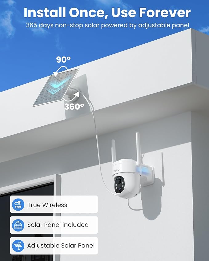 VIZIUUY Solar Security Cameras Wireless Outdoor, 3MP Pan/Tilt 360°View - Image 5