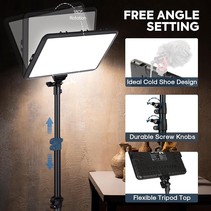 2-Pack Photography Lighting Kit, NiceVeedi 25W LED Video Light Kit, 2900-7000K - Image 6