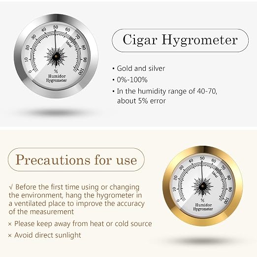 Frienda 2 Pcs Hydrometer 2 Inch Humidity Meter Cigar Humidor Hygrometers Round - Image 3