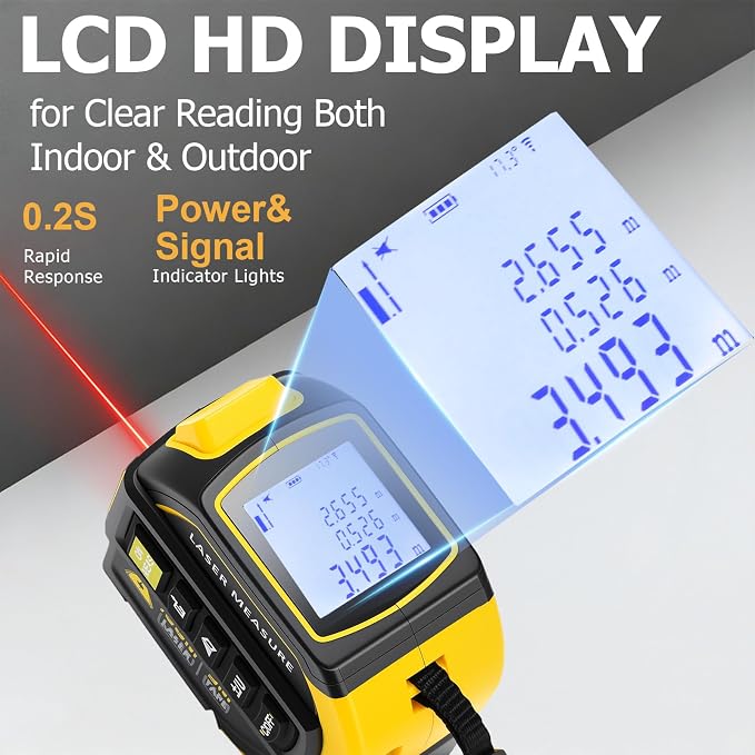 4-in-1 Digital Laser Tape Measure, 328ft/100m Laser Distance Meter - Image 3